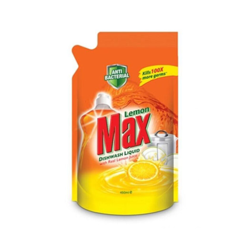 Max Dishwash Liquid Anti-Bacterial Poly Bag 450ml